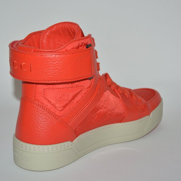 NIB GUCCI GG GUCCISSIMA MENS HITOP NYLON LEATHER SNEAKERS main image 12